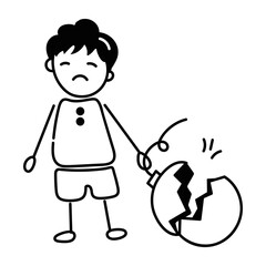 Customizable doodle icon of a sad child 