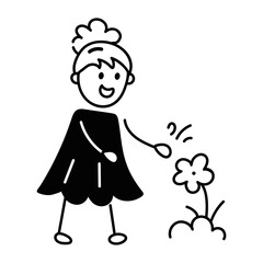 Grab this doodle icon of garden flower 