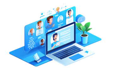 Video conferencing icon Icons representing communication technology Communication Collaboration.Isolated on a transparent background.