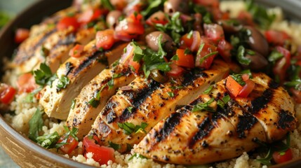 Close Up of a Plate of Food With Chicken
