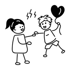 Customizable doodle icon depicting children fight 