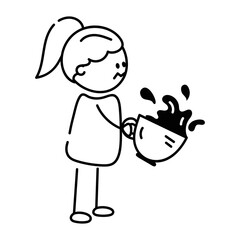 A doodle style icon depicting tea spill 