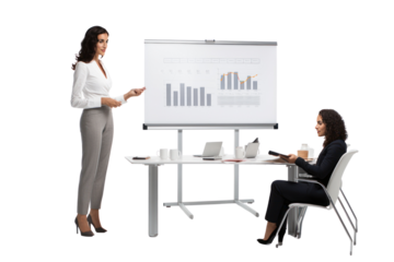 Entrepreneurial woman presenting work to investors with confidence Have excellent presentation skills Able to convince investors and clients with confidence and creativity.