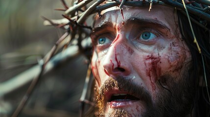 Portrait of Jesus Christ during the Way of the Cross.