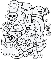 Doodles Monster, Flower and animals 