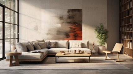 A modern living room with customizable furniture in a range of colors and textures