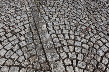 Mosaic floor with stone blocks