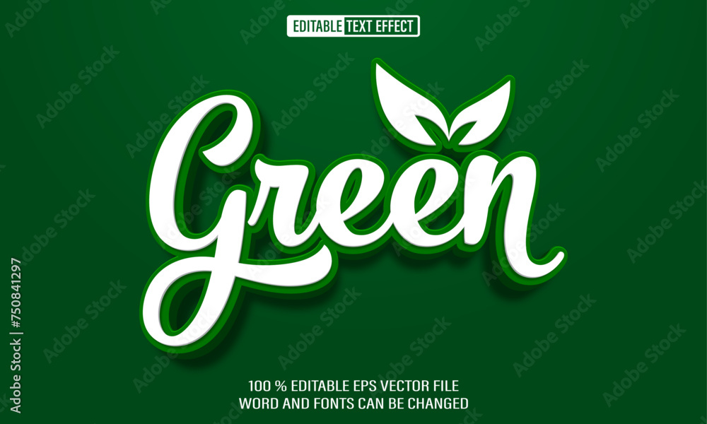Poster editable 3d text style effect - green text effect template