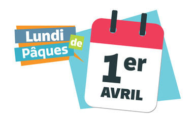 Easter Monday 2024 - French 1st April calendar date - obrazy, fototapety, plakaty