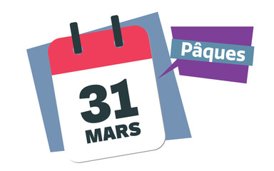 Easter Day 2024 - French 31 march calendar date