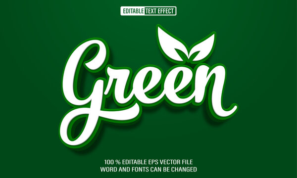 Editable 3d text style effect - Green text effect Template