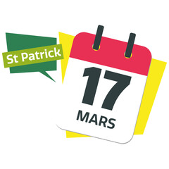 Saint Patrick's Day - French 17 march calendar