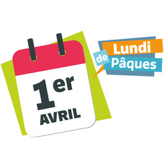 Easter Monday 2024 - French 1st April calendar date - obrazy, fototapety, plakaty