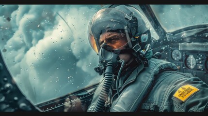 Jet pilot in the cockpit. Fighters and military aircraft. - obrazy, fototapety, plakaty