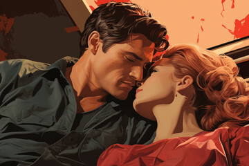 Couple kissing illustration