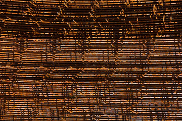 Steel reinforcement bars. Construction rebar steel work reinforcement. Industrial background. Rebar...