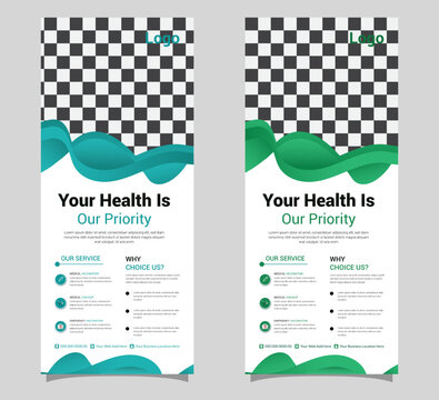 Corporate business medical rollup banner templet layout X standee design 