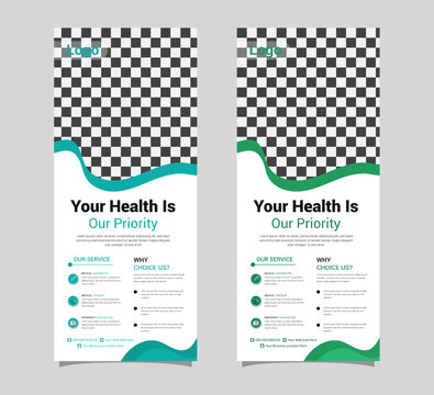 Corporate business medical rollup banner templet layout X standee design 