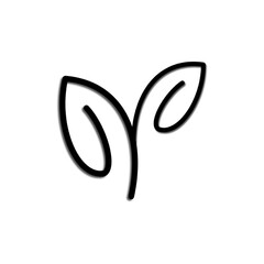 simple leaf line logo icon, leaf concept, black silhouette isolated on white