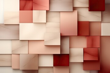 abstract background of squares of linen fabric in red, gray and cream shades. Futuristic modern wallpaper of the future.