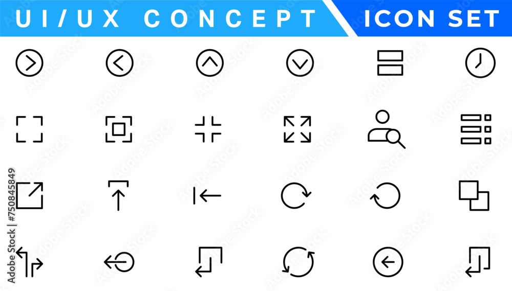 Aufkleber ui ux concept icon set, user interface icon set collection.