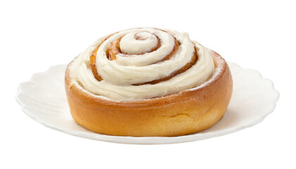 Cinnamon Rolls with cream. On Transparent Background.
