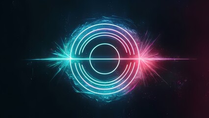  a neon circle glowing against a dark background, radiating vibrant colors and emitting a futuristic and electrifying aura, perfect for illustrating concepts of technology, innovation, generative ai