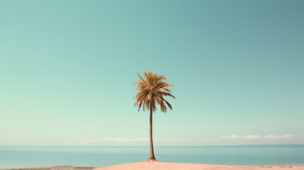 Retro nostalgia captured in a minimal scene with a lone palm tree