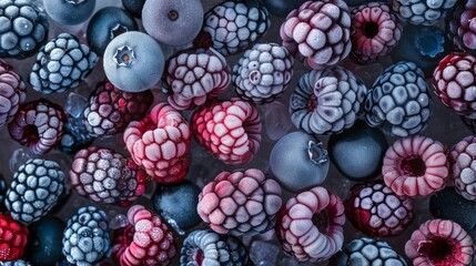 Background from frozen berries. Food and drinks, ingredients. Deep freeze.