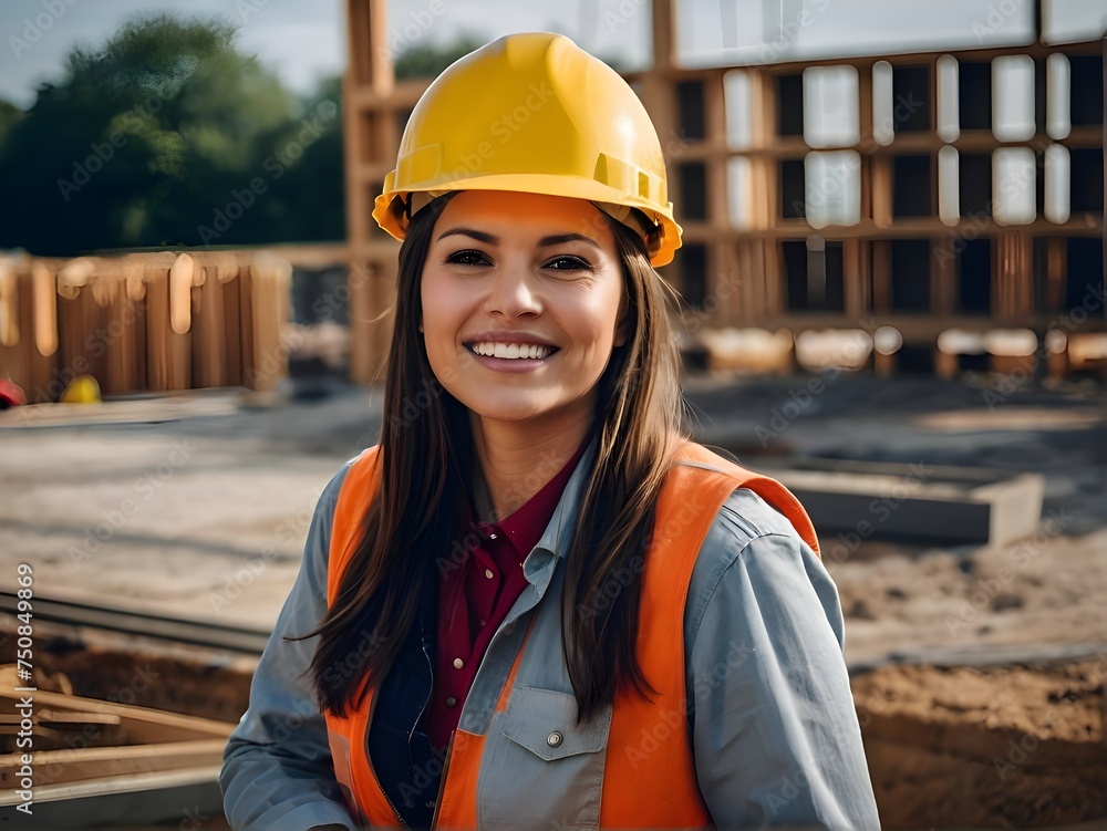 Wall mural woman as a construction worker