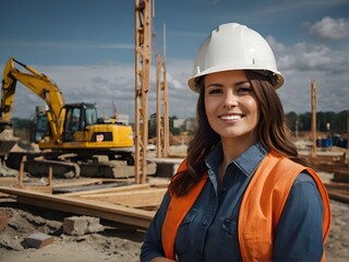 Woman working at a construction site