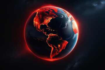 The globe is on fire. Planet in global warming concept. Earth climate change