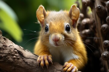 Obraz premium Squirrel enjoying fresh corn in nature., generative IA