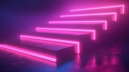 A digital rendering of cascading neon lights against a dark background, presenting a modern and minimalistic mockup in HD.
