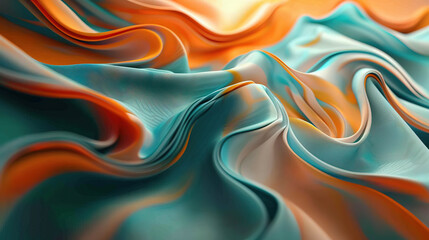 Luxurious Silk Fabric Swirl in Vibrant Colors, created with Generative AI technology