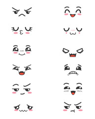 set of eyes,set of eyes, set of Kawaii Eyes Expressions, Kawaii faces, Cute faces, cartoon eyes,manga eyes vector