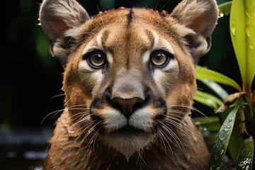 Rolgordijnen Puma in the jungle, symbol of conservation., generative IA © JONATAS