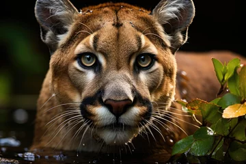 Fotobehang Puma in the jungle, symbol of conservation., generative IA © JONATAS