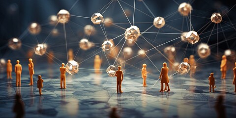 Connection, network, relation concept. human relation and network model diagram.