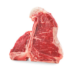 Raw t-bone beef steak isolated on white