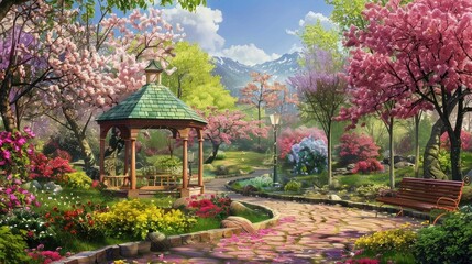 Fototapeta na wymiar essence of wonderful springtime with images of vibrant blossoms, blooming gardens, and colorful outdoor scenes.