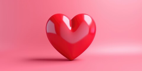 3d red shiny hearts on pink background