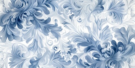 A detailed blue and white flower pattern stands out against a clean white background, showcasing intricate design elements and contrasting colors.