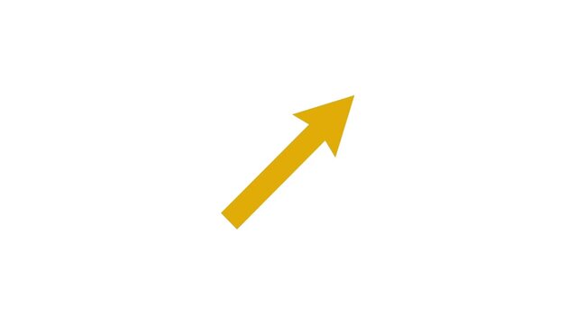 Arrow pointing to the right on a transparent  background. Social media scroll arrows. Swipe up the animation button. Arrow animation on a black background.4K video. Cartoon animation. 