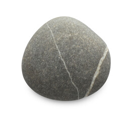 One grey stone isolated on white, top view