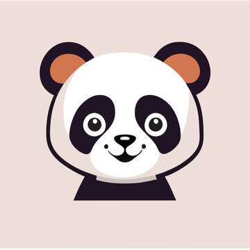 vector graphic logo of panda, simple minimal, cute--no realistic photo details, vector illustration kawaii