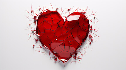 a red heart with broken pieces