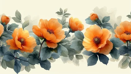 Foto op Plexiglas Watercolor poppy flowers background © paul
