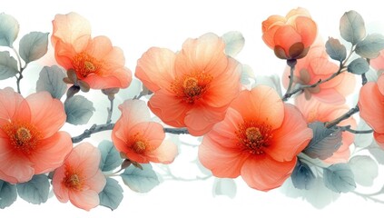 Watercolor poppy flowers background - obrazy, fototapety, plakaty