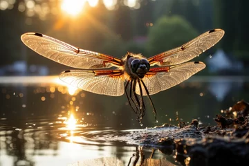 Foto op Canvas Dragonfly in action, balancing ecosystems., generative IA © JONATAS